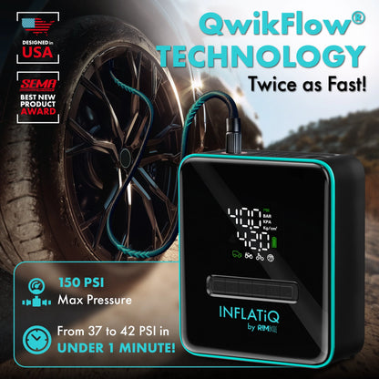 INFLATiQ® by RIMiQ® Portable Tire Inflator - Powerful, Award-Winning QwikFlow® Technology
