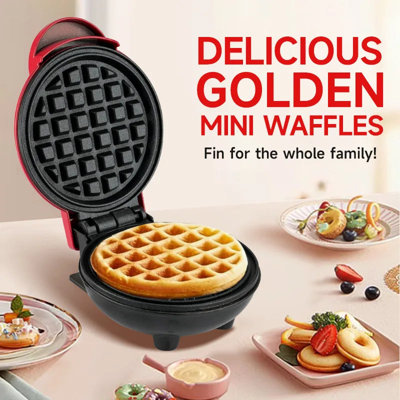 Customizable Mini Waffle Maker - 5 Colors, Easy Clean