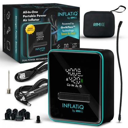 INFLATiQ® by RIMiQ® Portable Tire Inflator - Powerful, Award-Winning QwikFlow® Technology